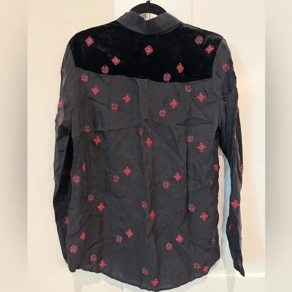 Johnny Was Maxine Western Steam Shirt Sz XS MSRP: $318 Bohemian Coastal Cowgirl
